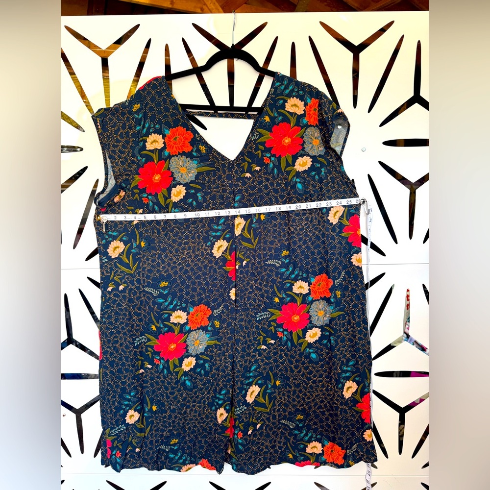 Floral V-Neck Sleeveless shift dress w/pockets